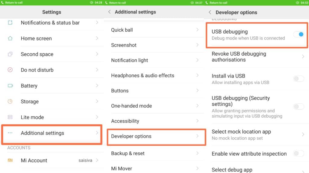 Mi6 Usb debugging