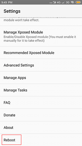 virtual xposed reboot