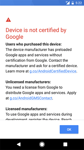fix device is not certified by google error